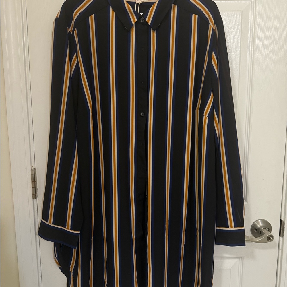 Como Vintage Black and Gold Striped Button Down Shirt